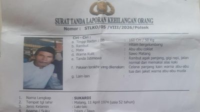 Pria Asal Ampeldento Hilang Sejak 20 Agustus, Keluarga Lapor ke Polsek Pakis
